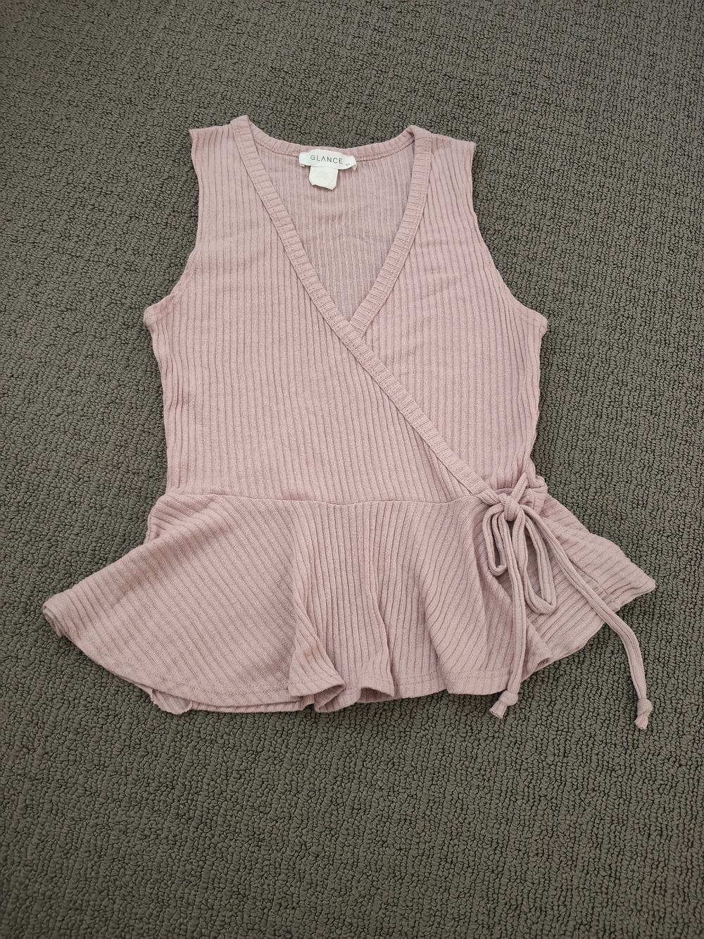 Glance Women's Ribbed Wrap Tank Top in Dusty Rose